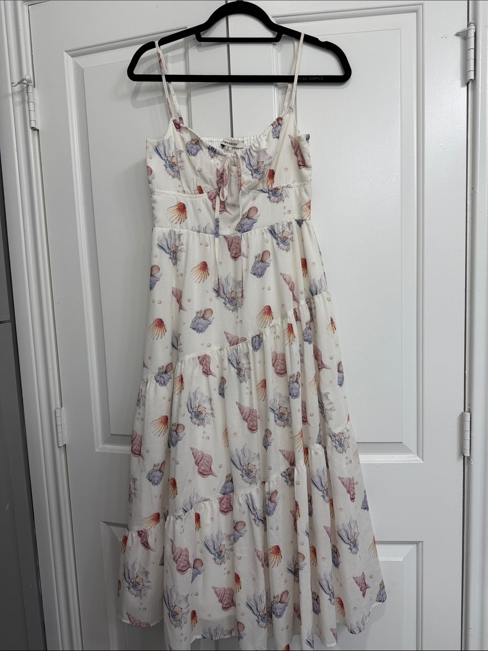 Girls Cream Seashell-Print Tiered Sundress